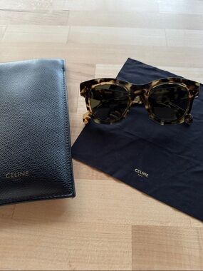 CELINE CL41397/S Tortoise Shell Sunglasses with Dark Green Lenses